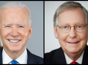 President Joe Biden (Official Portrait) and Senate Minority Leader Mitch McConnell (Official Portrait)